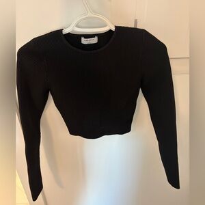 Babaton Black Ribbed Crop Top